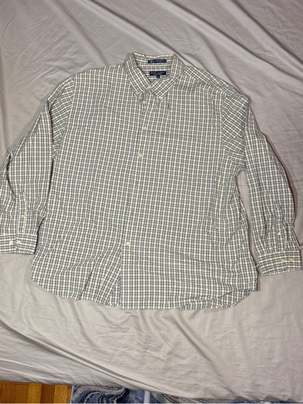 Classic Green and White Checked Button-Down Dress Shirt
